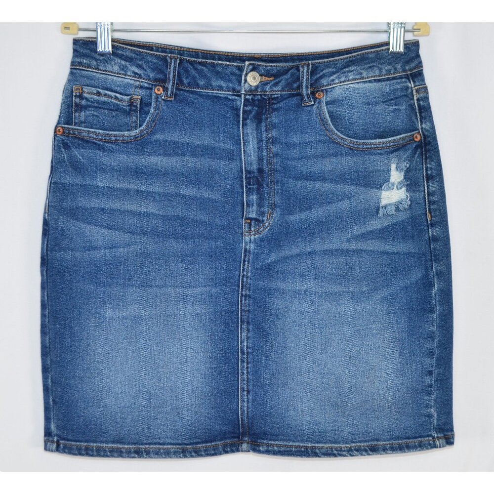 American Eagle Stretch Distressed Denim Mom Skirt Size 12
